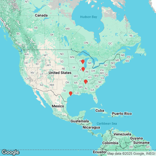 specimens map of Toxolasma parvum
