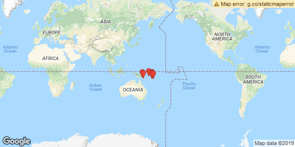 specimens map of Hyridella guppyi