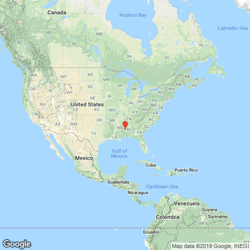 specimens map of Pleurobema marshalli