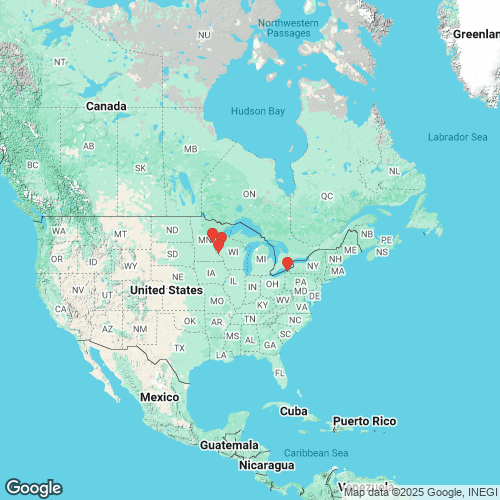 specimens map of Lasmigona costata specimens map of Lasmigona costata