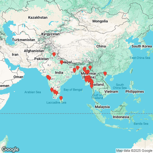 specimens map of Lamellidens generosus specimens map of Lamellidens generosus