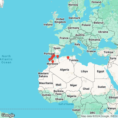 specimens map of Unio foucauldianus