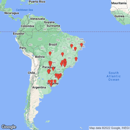 specimens map of Anodontites solenidea