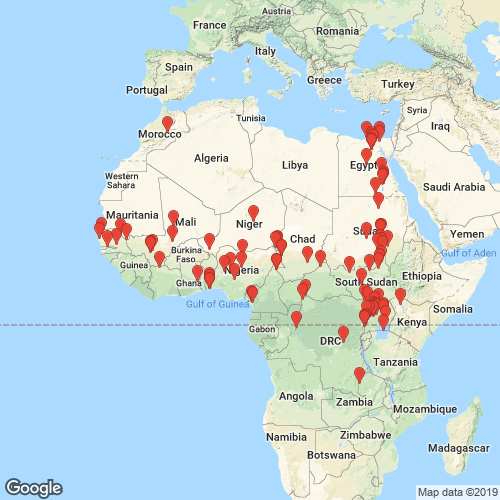 specimens map of Mutela dubia specimens map of Mutela dubia