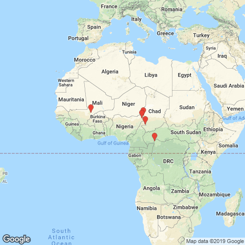 specimens map of Mutela joubini specimens map of Mutela joubini