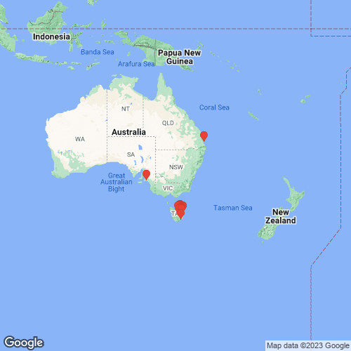 specimens map of Velesunio moretonicus