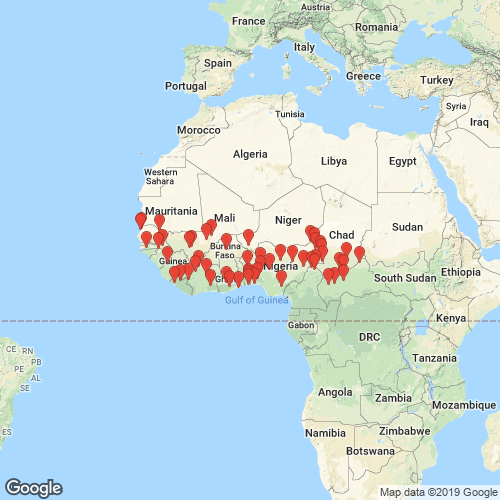 specimens map of Aspatharia dahomeyensis specimens map of Aspatharia dahomeyensis