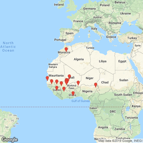 specimens map of Aspatharia pangallensis specimens map of Aspatharia pangallensis